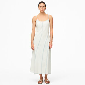 Zara Pale Wash Denim Maxi Slip Dress Minimalist Y2K Seamed Midi, M (Fits S/M)